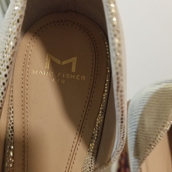 Marc Fisher LTD. Sunny 5 Slip On Leather d'Orsay Flats  Metallic Gold 7.5 M - Picture 5 of 14